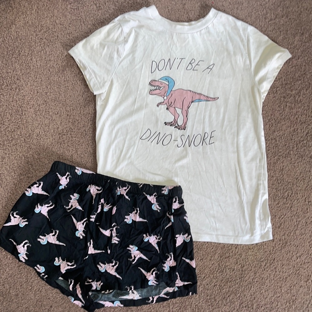 Forever 21 Dinosaur Tee and Shorts Pajama Set